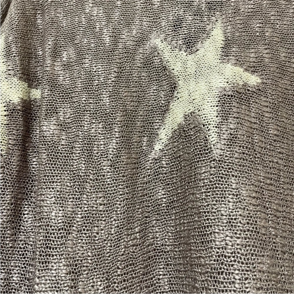 New Lavender Loose Knit Oversized Tunic Sweater Cream Star Print Size Medium - Picture 5 of 10